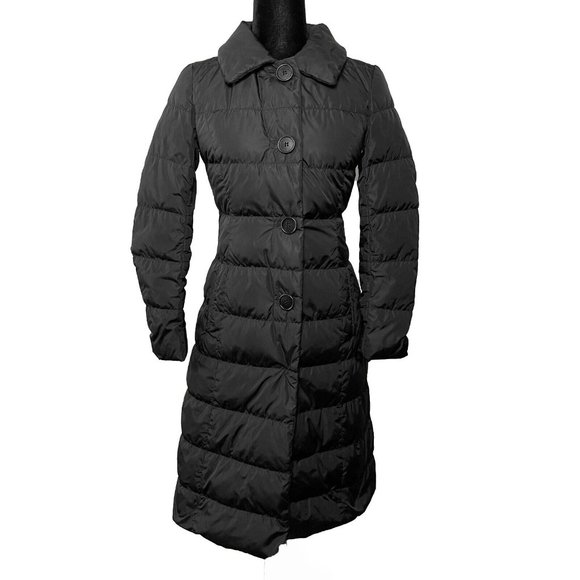 Prada Jackets & Blazers - Prada - Long Down Puffer - Black Nylon Jacket - 2 Pockets Button Down